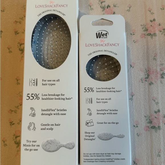 LOVESHACKFANCY X WET BRUSH Blue English Ivy Original & Mini Detangler Set NWT